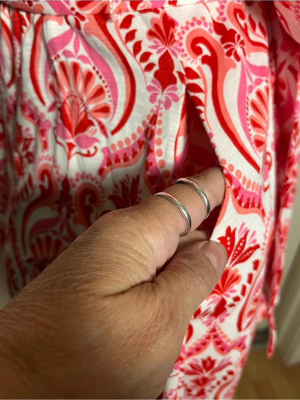 Boden Sofia Trim Jersey Midi Dress Pink Red Floral Botanical 6 Petite NWOT - Picture 11 of 14